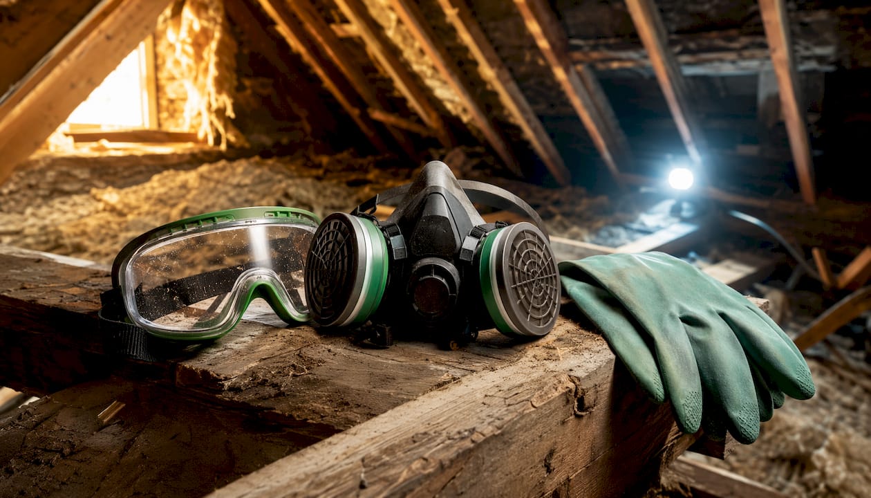 Attic mould remediation safety and disposal gear