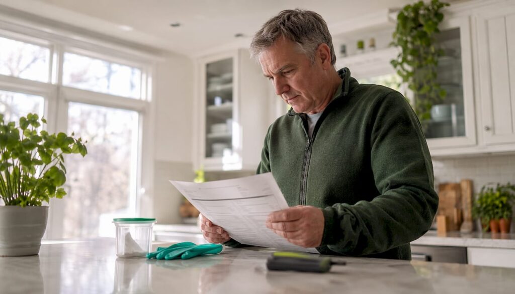 Homeowner reviewing asbestos drywall testing report