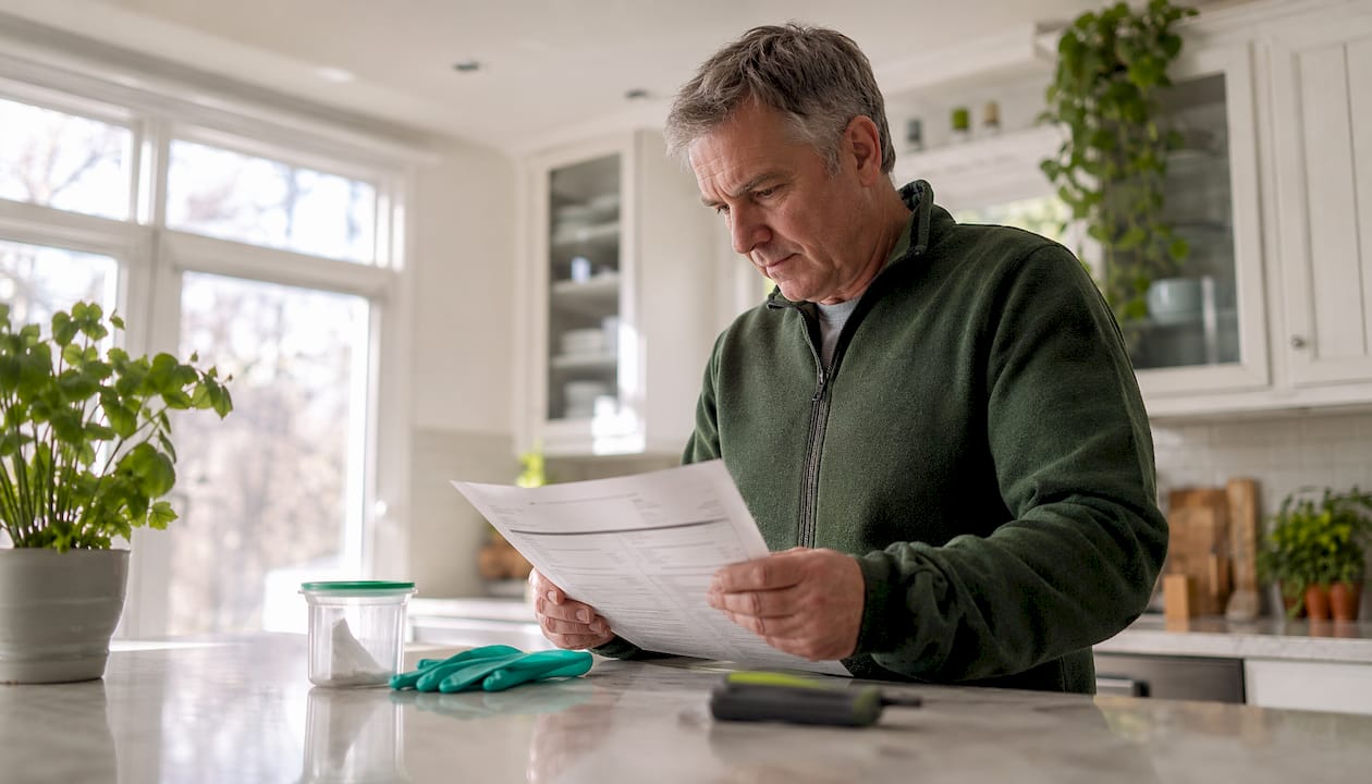 Homeowner reviewing asbestos drywall testing report