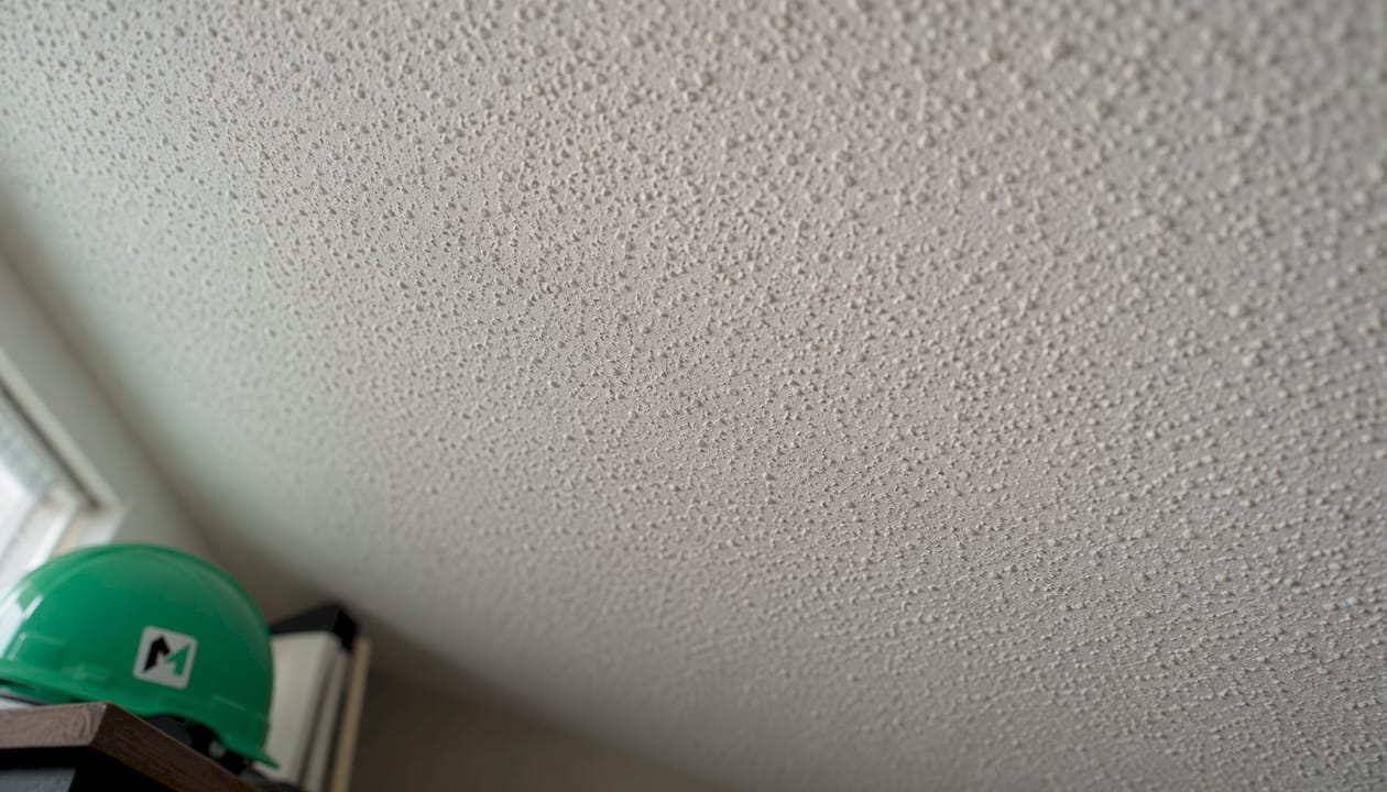 Close-up of popcorn ceiling texture