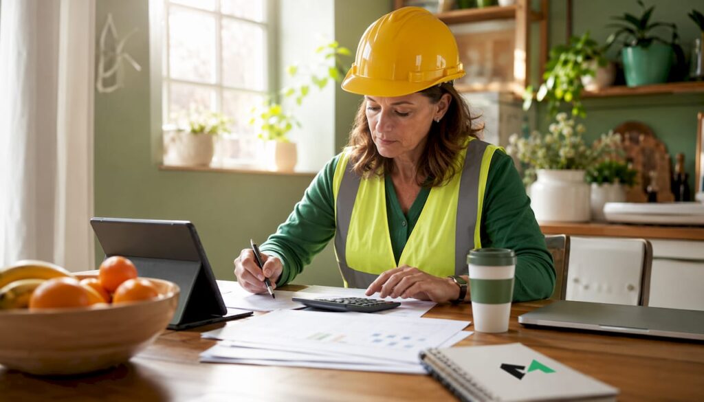 Contractor calculating asbestos removal costs