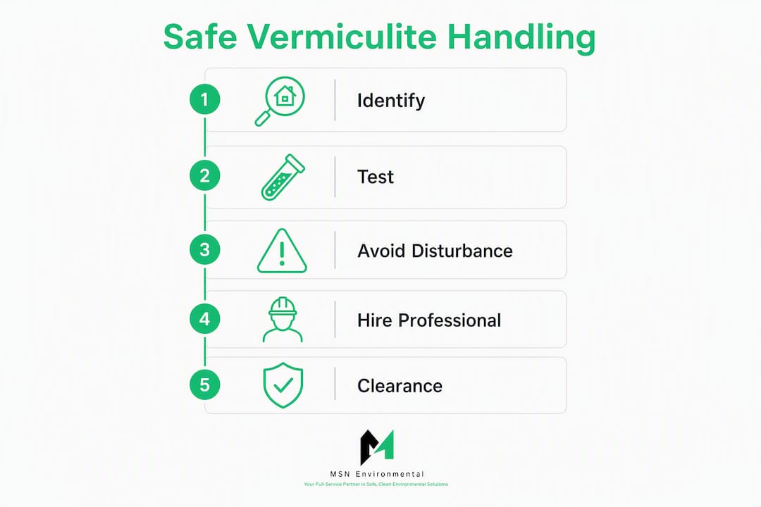 Infographic with safe vermiculite handling steps