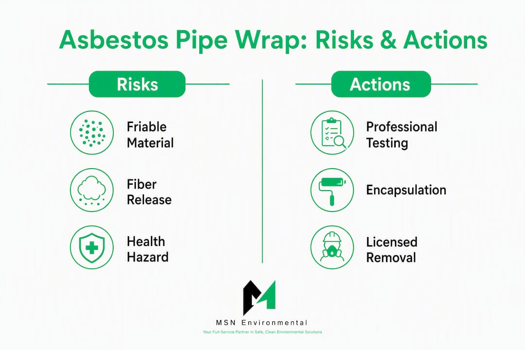 Infographic comparing asbestos risks and homeowner actions