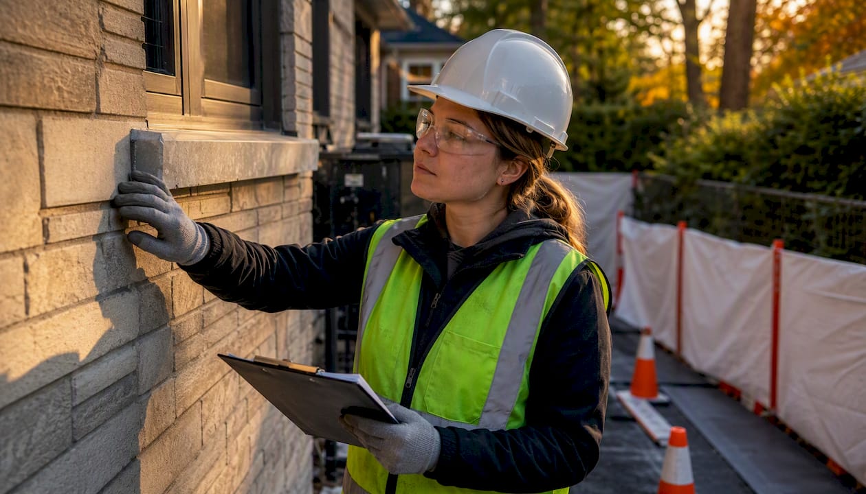 Female asbestos abatement inspector at Ontario home