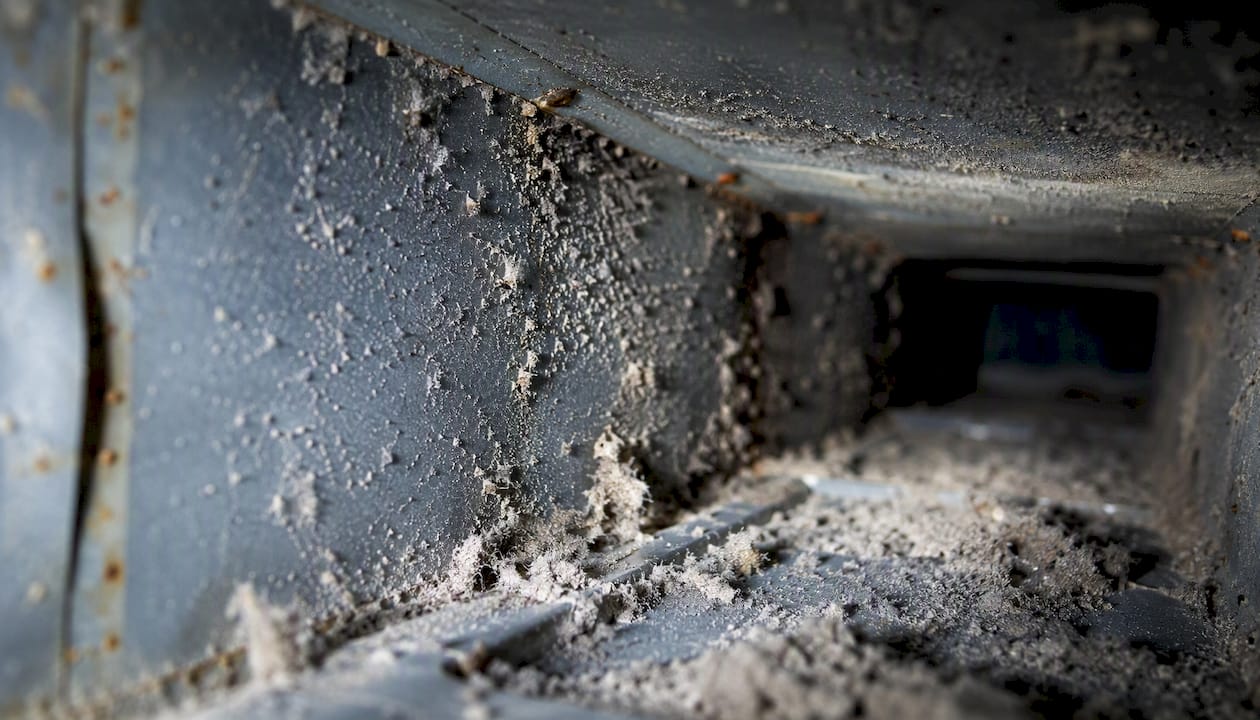 Asbestos dust inside HVAC duct