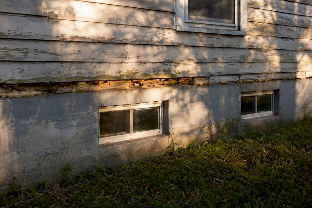 Close-up of deteriorated foam insulation in house walls