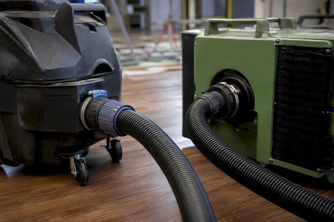 Close-up of HEPA vacuum and negative air filter