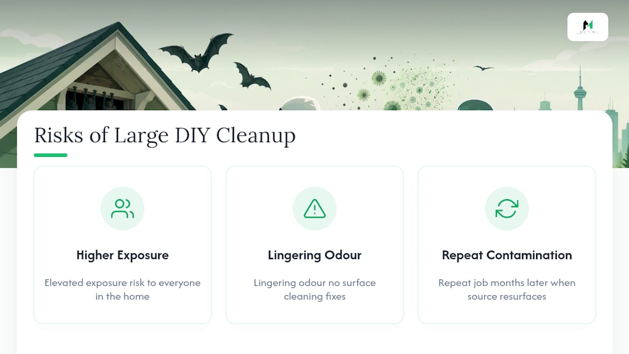 Diagram of risks from improper bat guano DIY cleanup