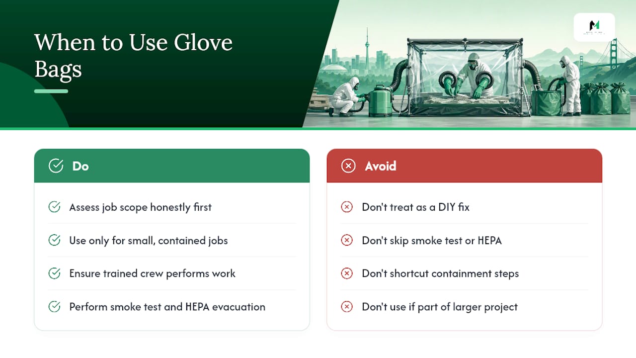 Where glove bags fit and where the advice gets it wrong — overview diagram
