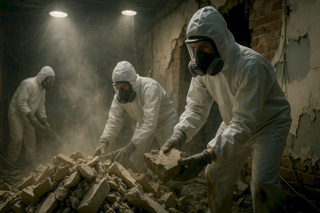 asbestos technician working on asbestos removal