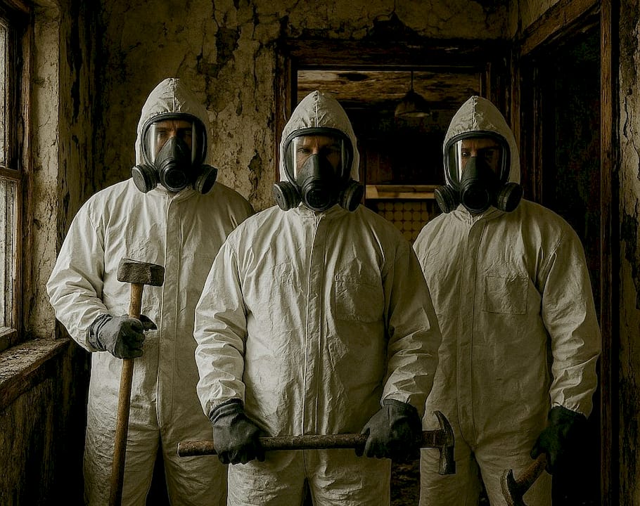 asbestos workers ready for demolition