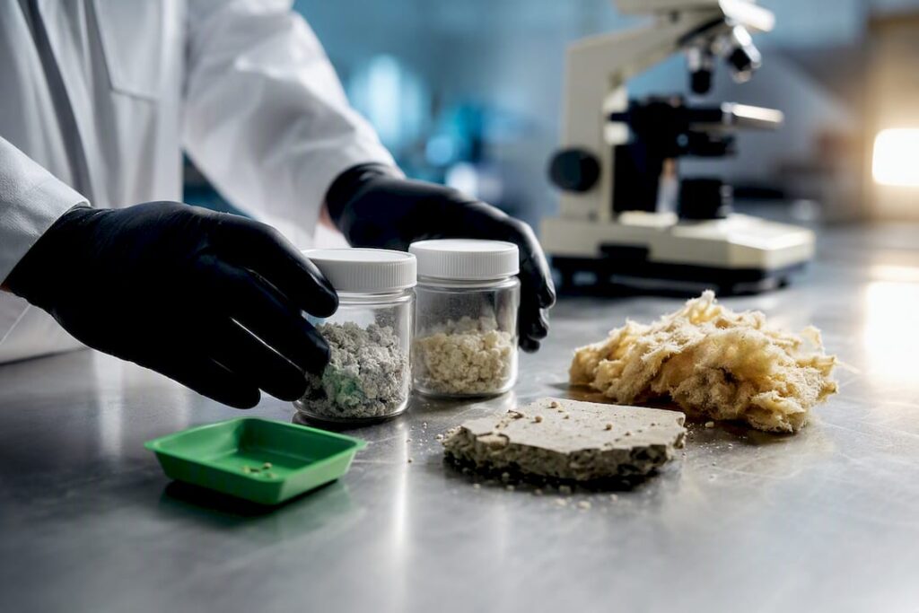 Asbestos samples prepared for laboratory classification