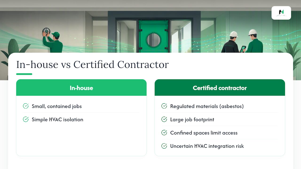 When containment needs a certified contractor, not a DIY crew — overview diagram