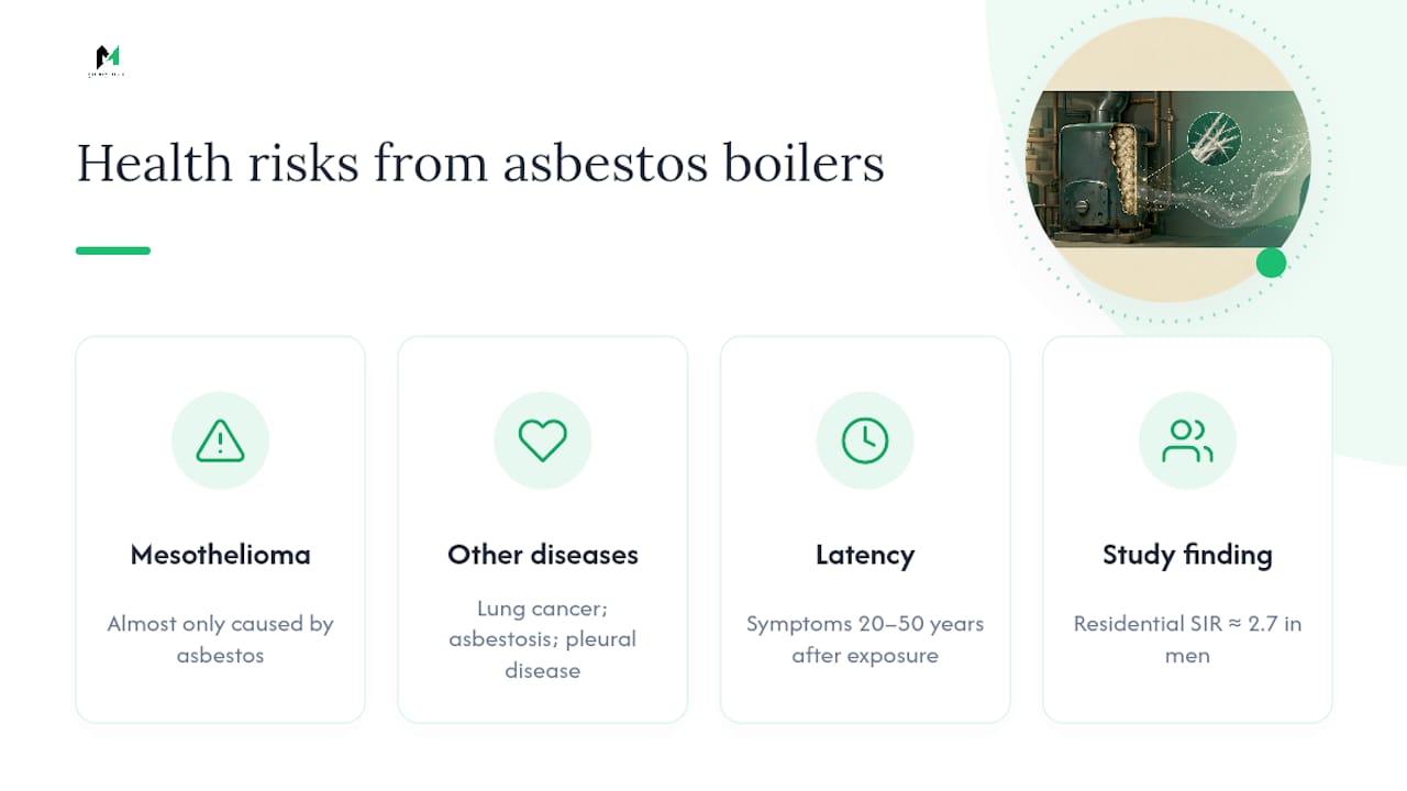 Health risks tied to asbestos boiler insulation — overview diagram
