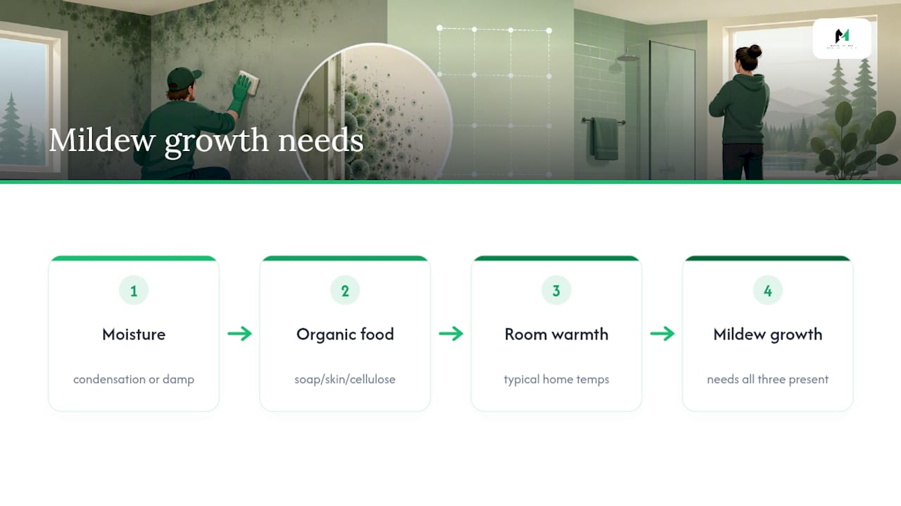 Three conditions required for mildew growth