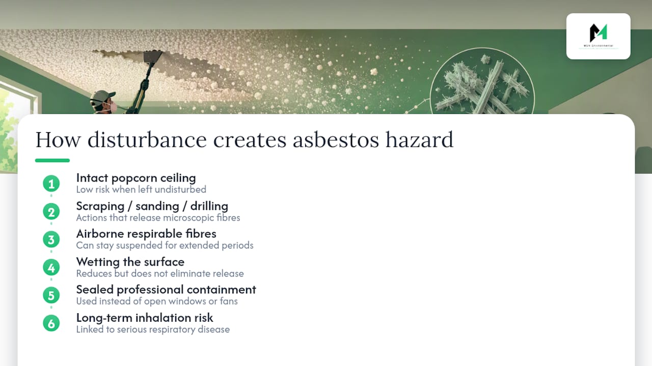 Asbestos disturbance and containment process